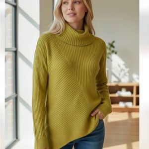 Cabi Womens XSmall Happy
Pullover Sweater 4627
Asymmetrical Chartreuse Ribbed